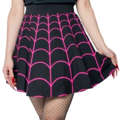 Spiderweb Pink Skater Skirt