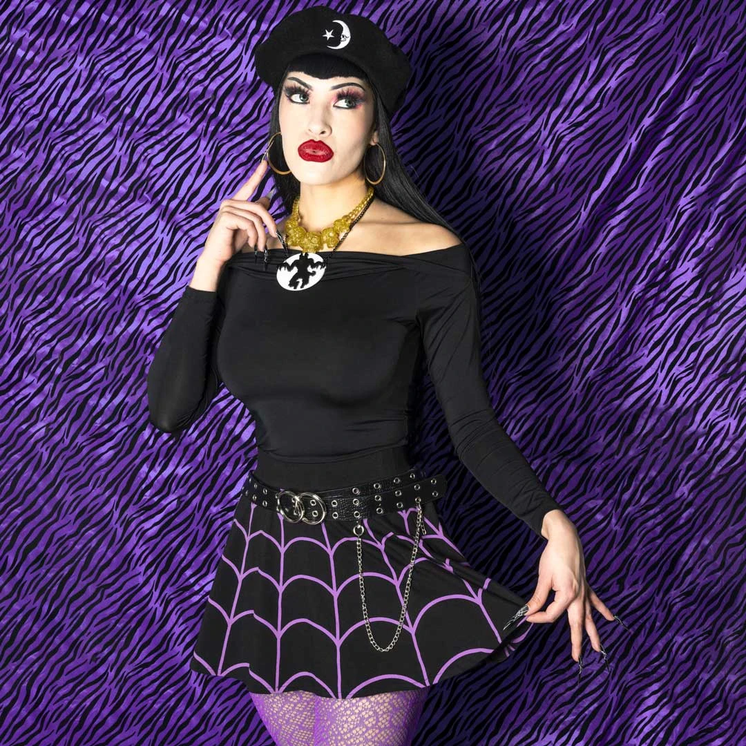 Spiderweb Purple Skater Skirt 5 Spiderweb Purple Skater Skirt - Image 5