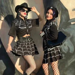 Spiderweb White Skater Skirt 8 Spiderweb White Skater Skirt -Kreepsville 666 Shop SKWW 4