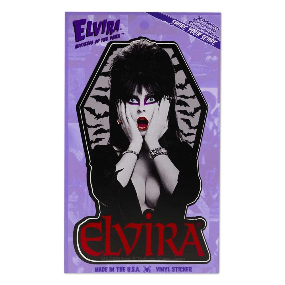 Elvira Coffin Bats Vinyl Sticker 2 Elvira Coffin Bats Vinyl Sticker - Image 2